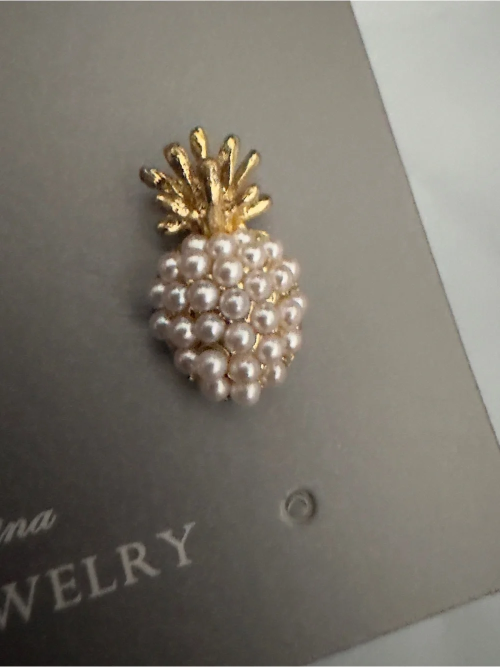 Rovog Gold and Pearl Pineapple Stud Earrings